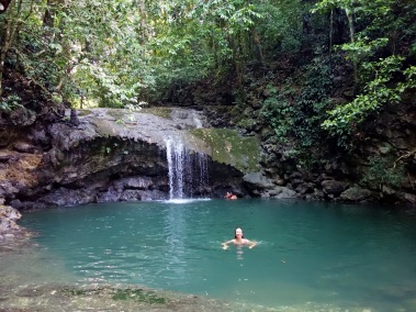 April swimming in the waterfall pools at Siete Altares, Guatemala -- Karina Noriega